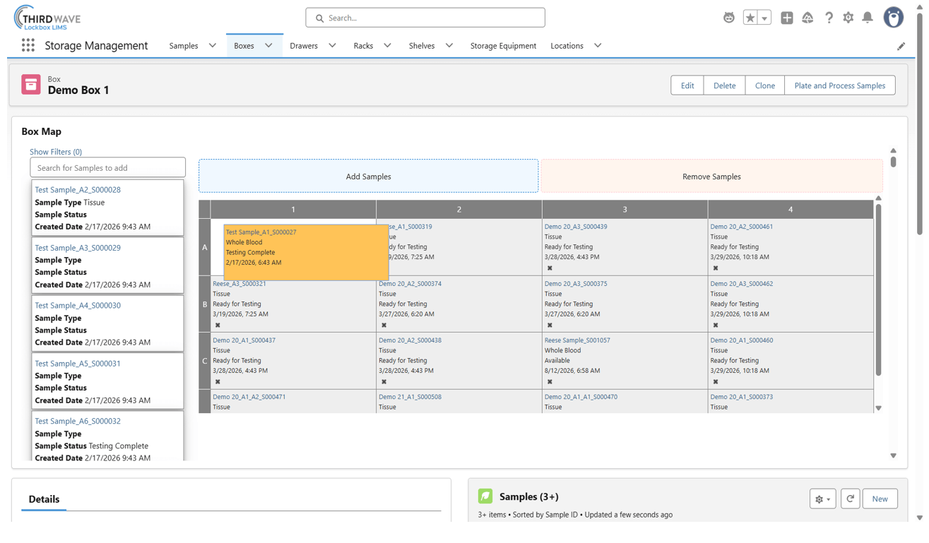 Lockbox LIMS Storage Management Functionality