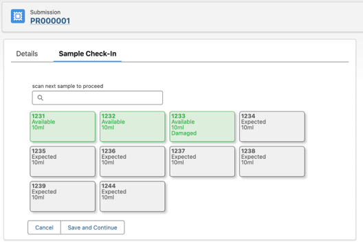 Figure 2: Lockbox LIMS Sample Check-In tool.