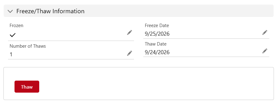 Freeze-thaw tracking widget
