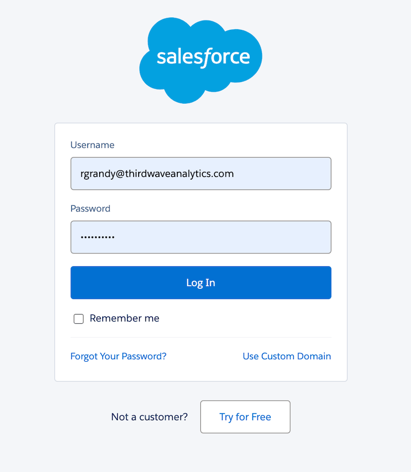 Salesforce Login Screen