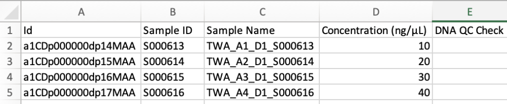 Example of CSV file for CSV import in Lockbox LIMS