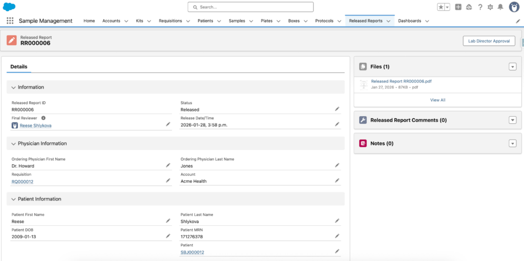 Released Report Page