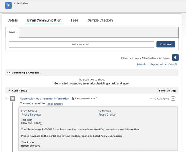 Lockbox LIMS Email Communication Feature