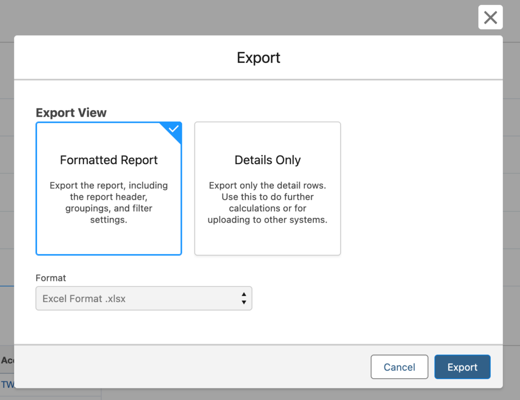 Export report