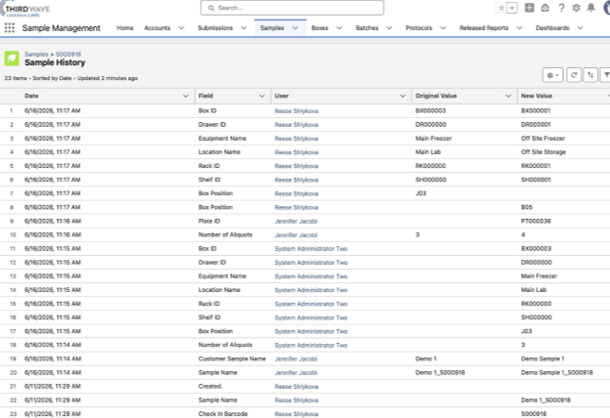 Figure 3: Lockbox LIMS Field Audit Trail Feature